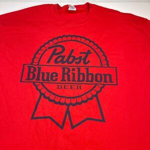 New PABST BLUE RIBBON PBR BEER Tee T Shirt Sz Mens XL Red